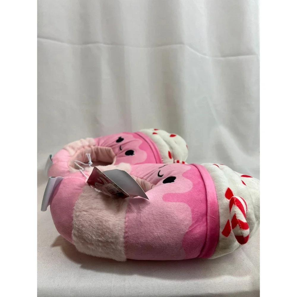 Squishmallows Peppermint Pink Hot Cocoa Plush Slippers Kids Size 4/5 New